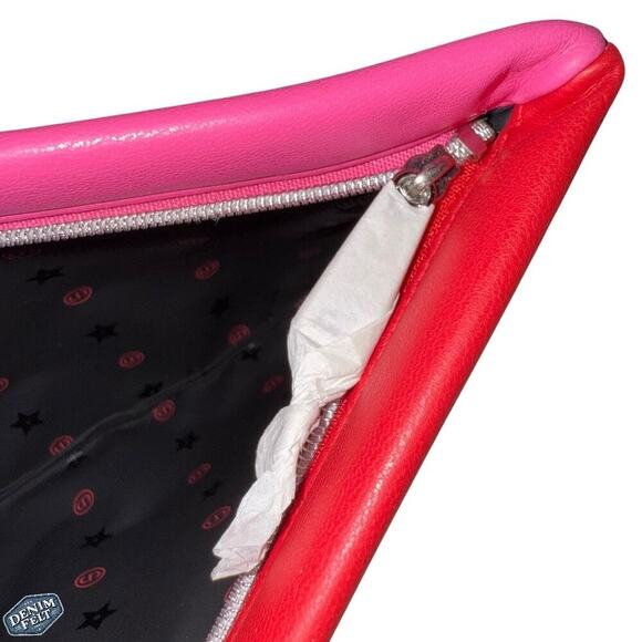 Christian Dior Beauté Pink/Red Dual Tone Cosmetic Pouch Embossed CD Logo NEW - Picture 10 of 12